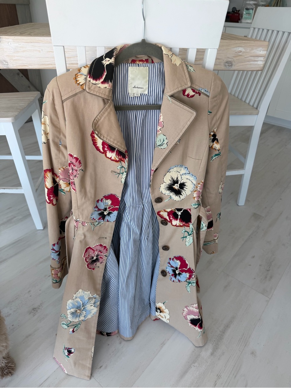 elevenses Tan Floral Trench Coat
